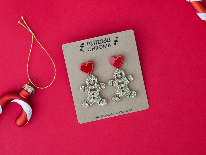 Boucles d'oreilles de Noël, bonhomme de pain d'épices - bijou gourmand, idée cadeau