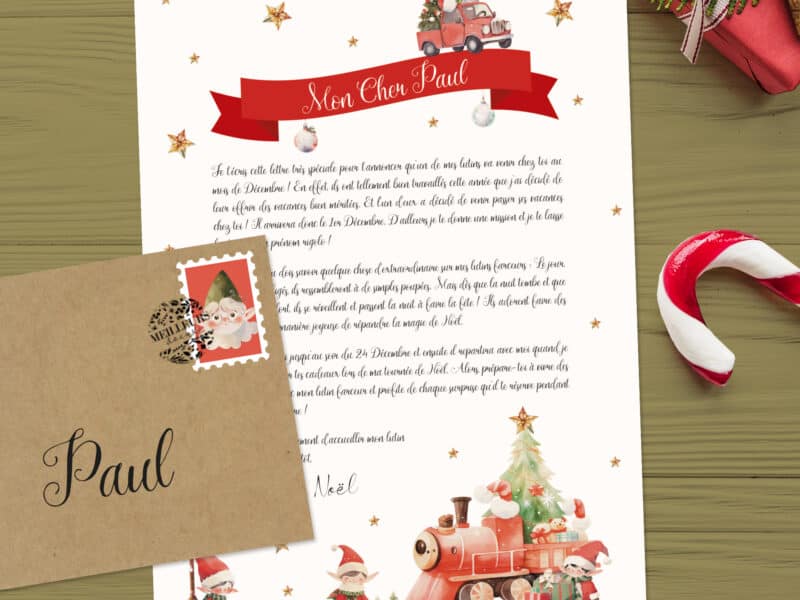 Lettre lutin farceur écrite par le Père Noël personnalisée au prénom de l'enfant