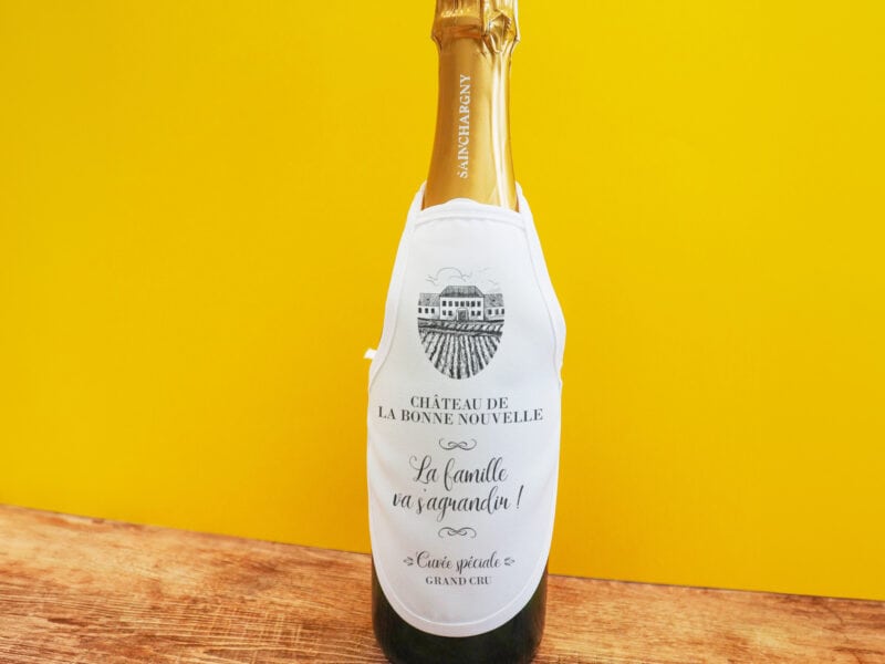 Mini tablier pour bouteille de vin personnalisée - annonce grossesse, demande témoin