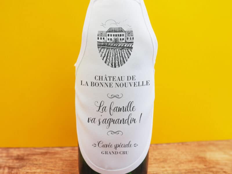 Mini tablier pour bouteille de vin personnalisée - annonce grossesse, demande témoin