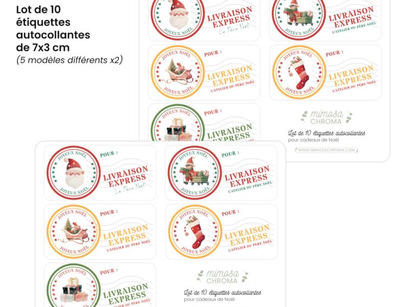 Lot de 10 étiquettes autocollantes pour emballage cadeaux de Noël – Style tampons du Père Noël « Livraison express » atelier du Père Noël Lot de 10 étiquettes autocollantes pour emballage cadeaux de Noël - Style tampons du Père Noël "Livraison express" atelier du Père Noël