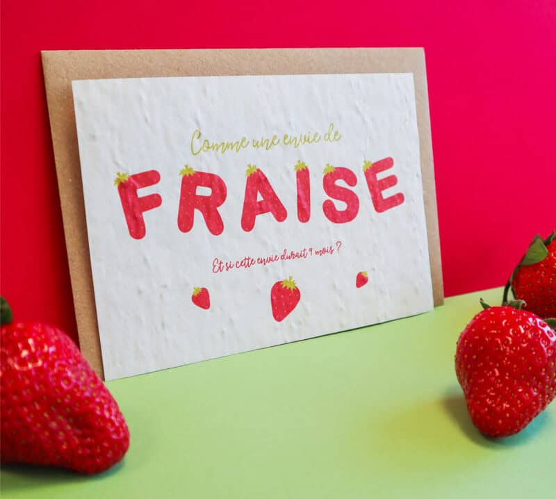 Carte à planter avec papier biodégradable et graines de fraises