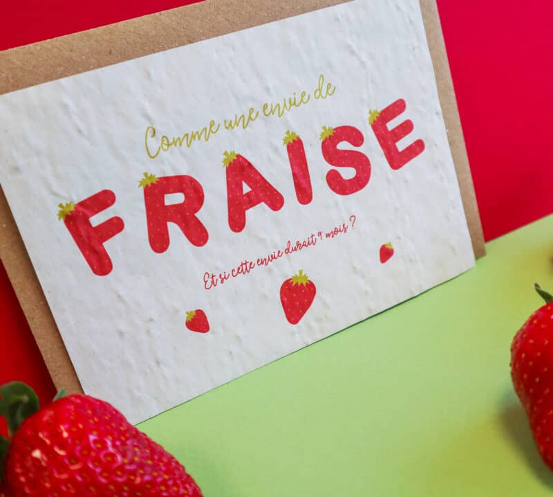 Carte à planter humoristique et tendre pour annoncer une grossesse