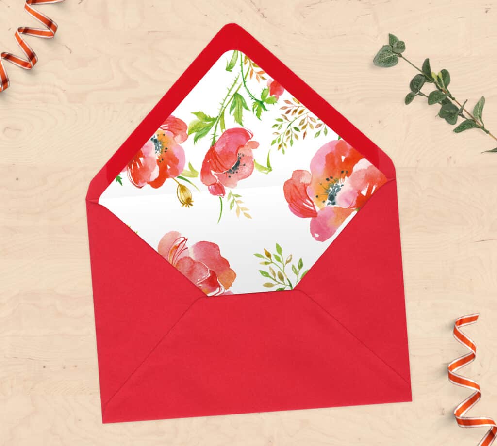 Faire-part de mariage | Collection Coquelicot 7 Doublure d'enveloppe - Collection coquelicot