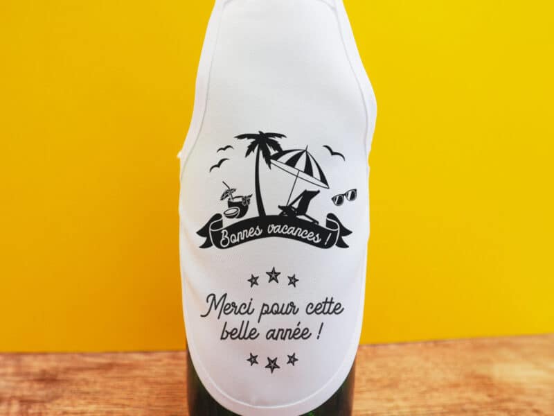 Mini tablier pour bouteille "Bonnes vacances" - Cadeau de fin d’année scolaire