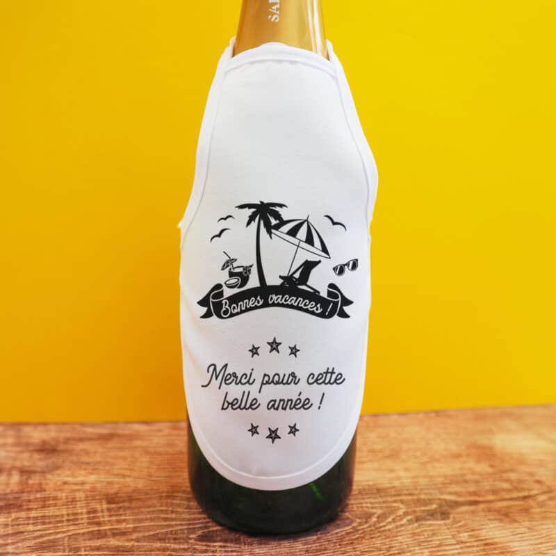 Mini tablier pour bouteille "Bonnes vacances" - Cadeau de fin d’année scolaire