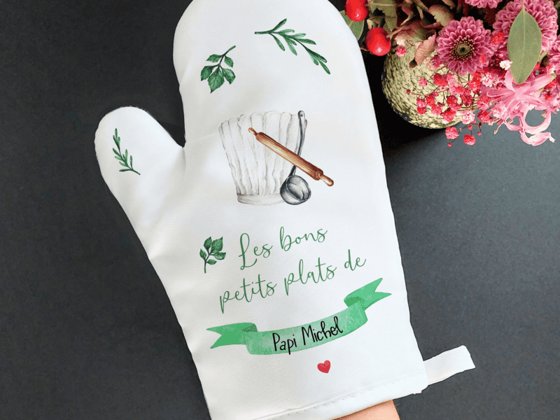 Duo de gant et manique de cuisine personnalisée, cadeau pour papi, Fête des grands-pères Duo de gant et manique de cuisine personnalisée, cadeau pour papi, Fête des grands-pères
