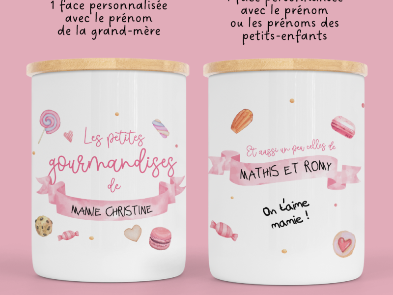 Pot Mamie personnalisé avec prénoms pot mamie personnalisé prénoms grand mère et petits enfants