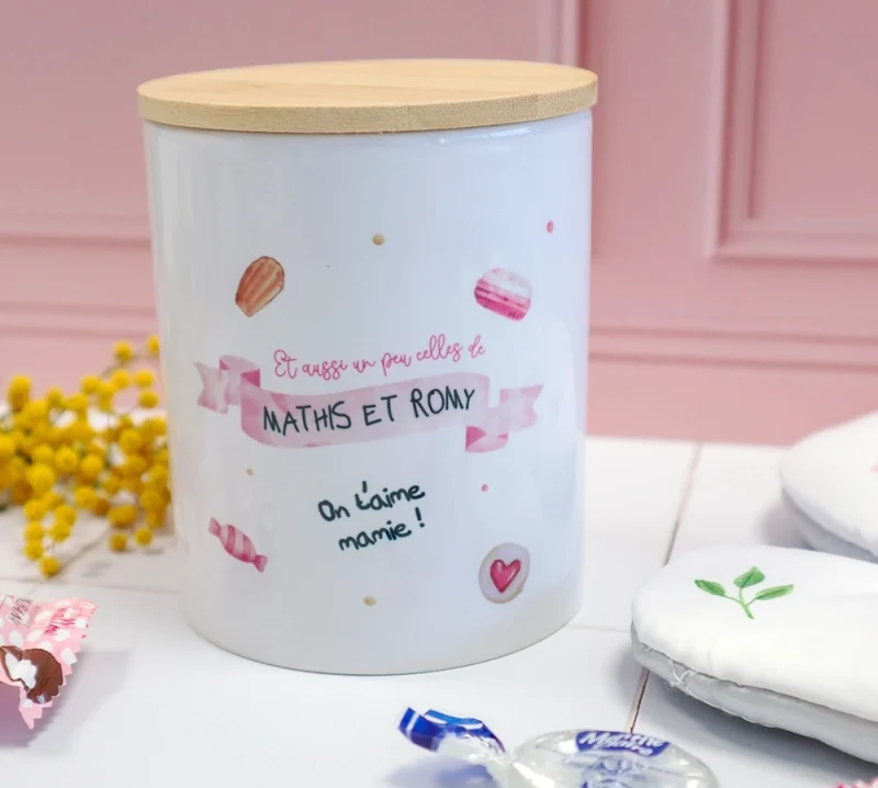 pot gourmandises mamie personnalisé cadeau grand mere