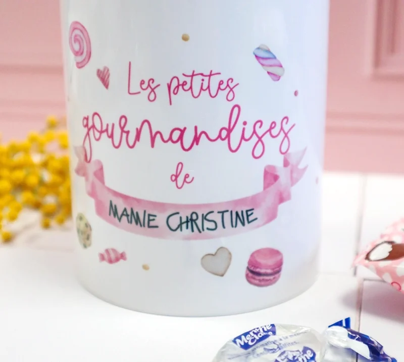 detail pot gourmandises mamie personnalise