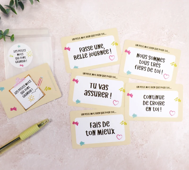 Cartes d'encouragement pour enfant avec messages positifs