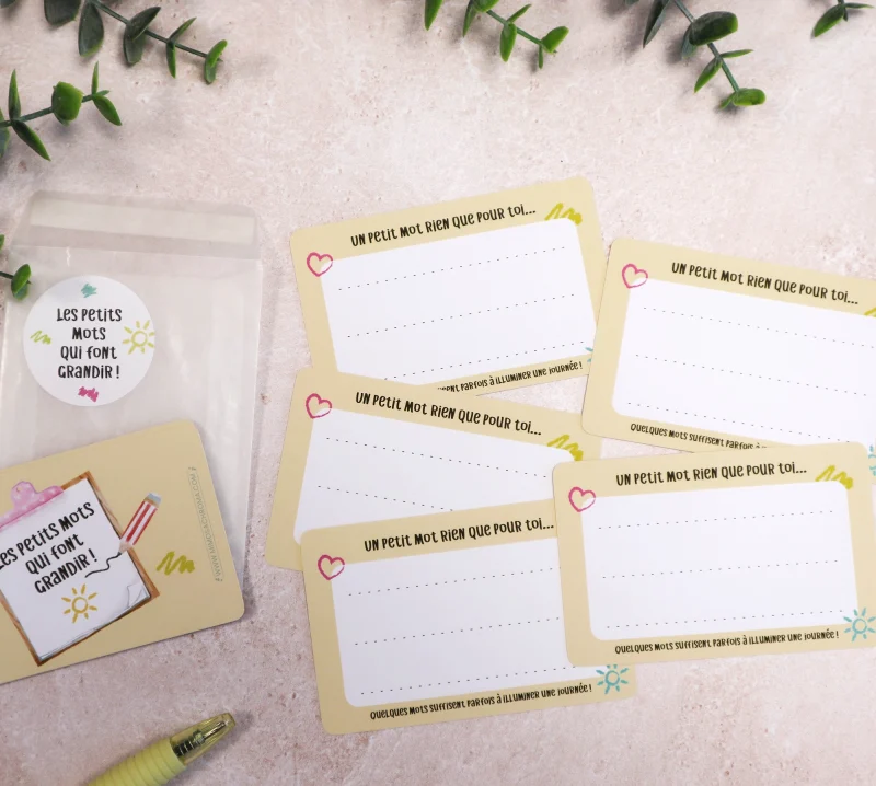 Cartes à personnaliser avec un petit mot pour son enfant