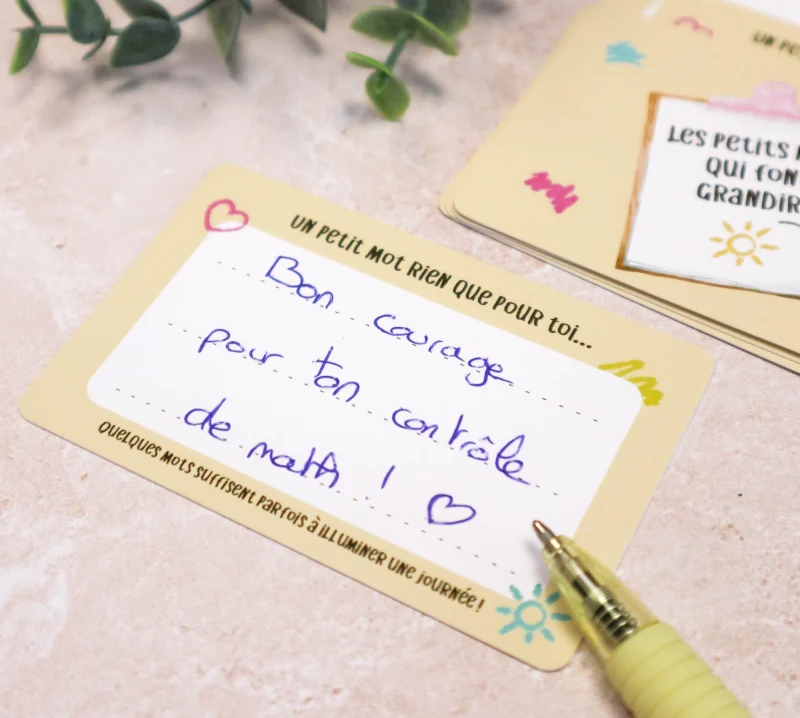 Petit mot d'encouragement écrit par un parent pour son enfant